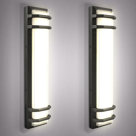 Luxrite Outdoor LED Wall Light 23.62in Modern Outdoor Wall Sconce 3CCT 3000K-5000K 20W Aluminum IP65, 2PK LR40317-2PK